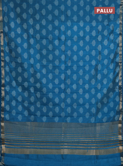 Semi Raw Silk Saree cs blue with allover butta prints and zari woven border