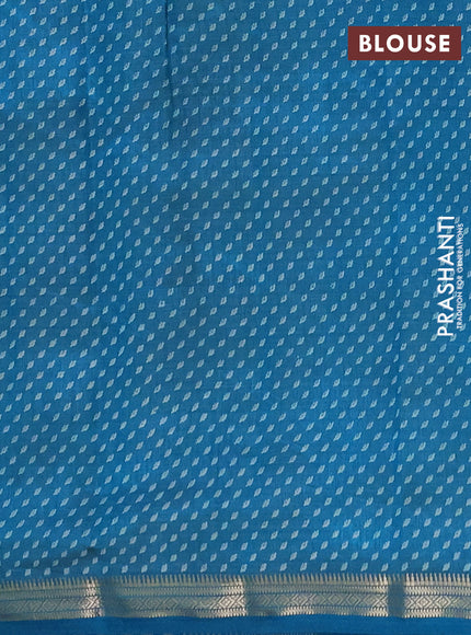 Semi Raw Silk Saree cs blue with allover butta prints and zari woven border