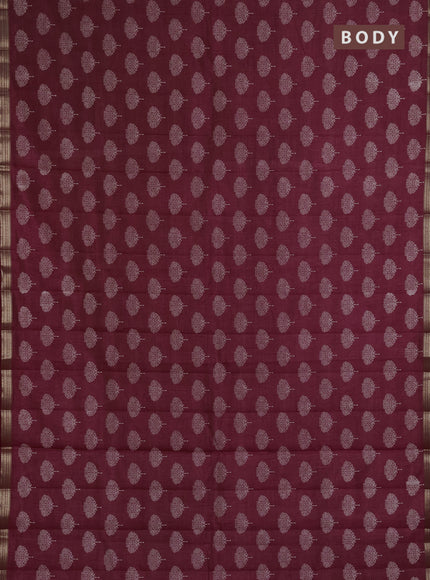Semi Raw Silk Saree maroon with allover butta prints and zari woven border