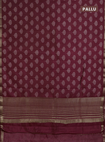 Semi Raw Silk Saree maroon with allover butta prints and zari woven border
