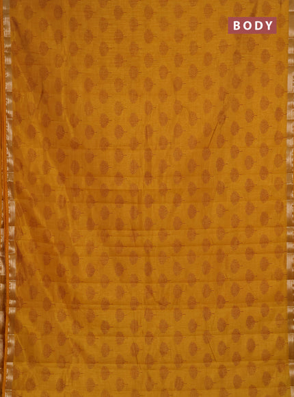 Semi Raw Silk Saree dark mustard with allover butta prints and zari woven border