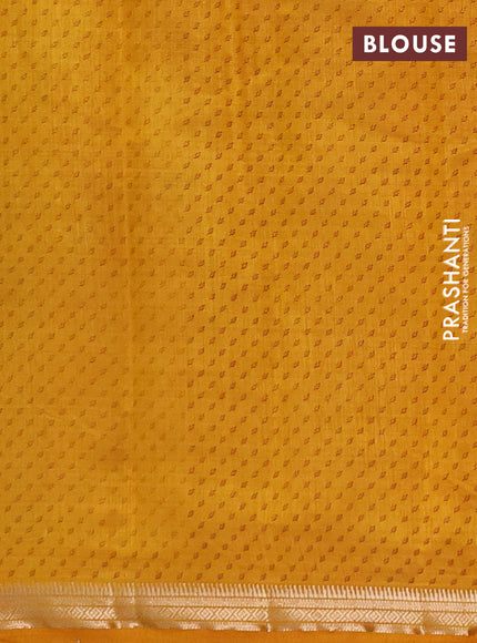 Semi Raw Silk Saree dark mustard with allover butta prints and zari woven border