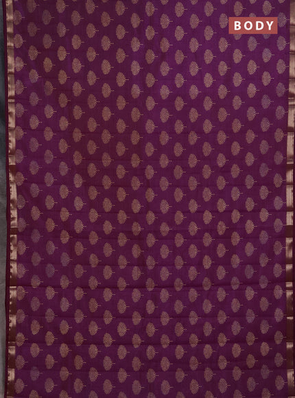 Semi Raw Silk Saree purple with allover butta prints and zari woven border