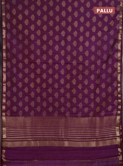 Semi Raw Silk Saree purple with allover butta prints and zari woven border