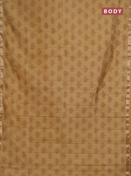 Semi Raw Silk Saree sandal with allover butta prints and zari woven border