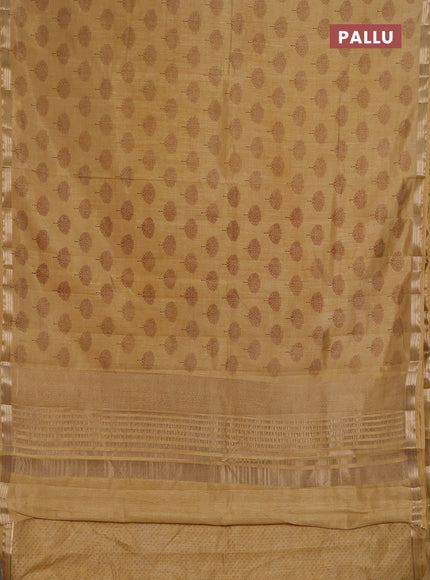 Semi Raw Silk Saree sandal with allover butta prints and zari woven border