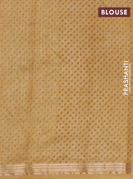 Semi Raw Silk Saree sandal with allover butta prints and zari woven border