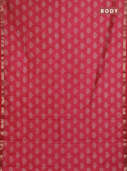 Semi Raw Silk Saree peach pink with allover butta prints and zari woven border