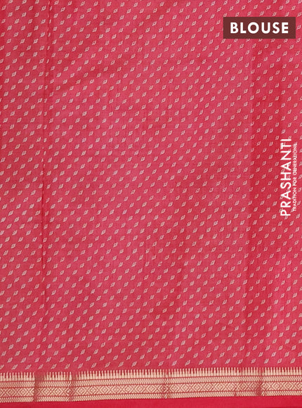 Semi Raw Silk Saree peach pink with allover butta prints and zari woven border