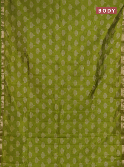 Semi Raw Silk Saree light green with allover butta prints and zari woven border