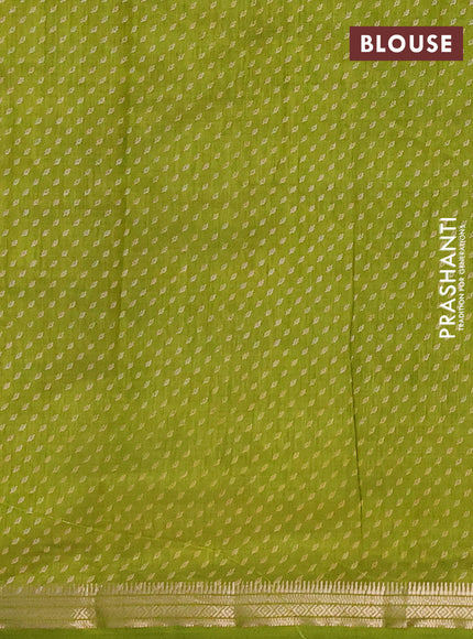 Semi Raw Silk Saree light green with allover butta prints and zari woven border