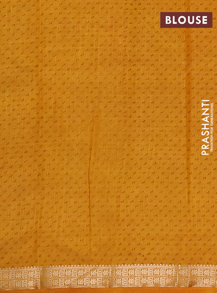 Semi Raw Silk Saree dark mustard with allover butta prints and zari woven border