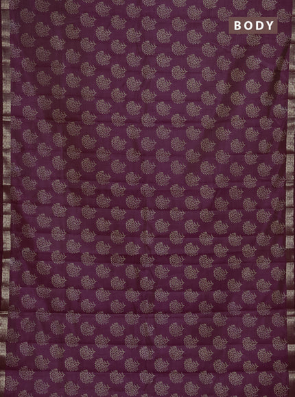 Semi Raw Silk Saree purple with allover butta prints and zari woven border