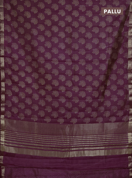 Semi Raw Silk Saree purple with allover butta prints and zari woven border