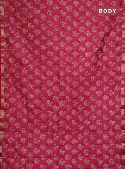 Semi Raw Silk Saree pink with allover butta prints and zari woven border