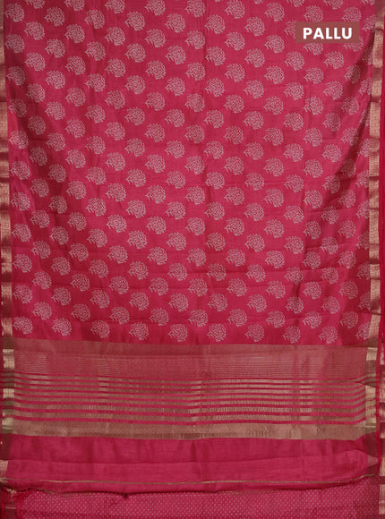 Semi Raw Silk Saree pink with allover butta prints and zari woven border