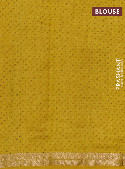 Semi Raw Silk Saree mustard yellow with allover floral butta prints and zari woven border