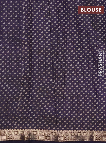 Semi Raw Silk Saree navy blue with allover floral butta prints and zari woven border