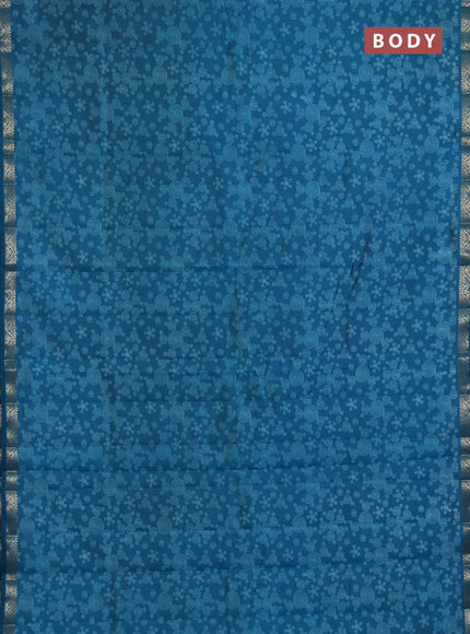 Semi Raw Silk Saree cs blue with allover butta prints and zari woven border