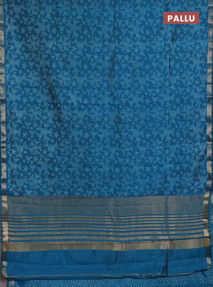 Semi Raw Silk Saree cs blue with allover butta prints and zari woven border