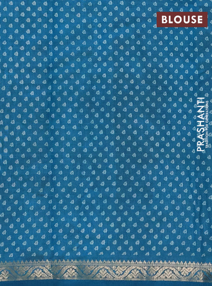 Semi Raw Silk Saree cs blue with allover butta prints and zari woven border