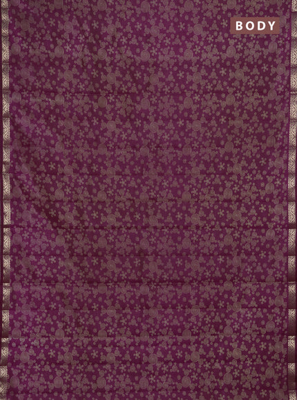 Semi Raw Silk Saree purple with allover geometric butta prints and zari woven border