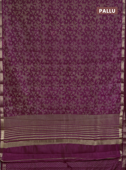 Semi Raw Silk Saree purple with allover geometric butta prints and zari woven border