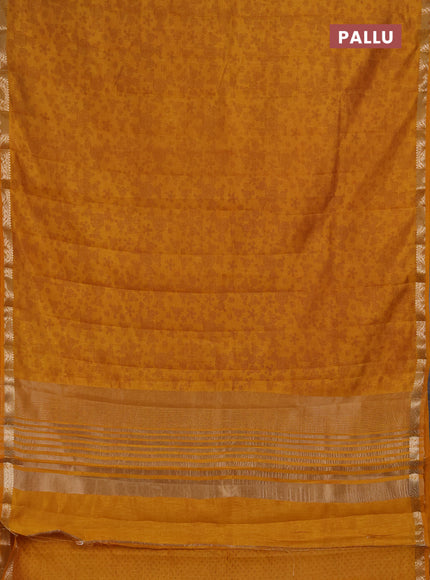 Semi Raw Silk Saree dark mustard with allover geometric butta prints and zari woven border
