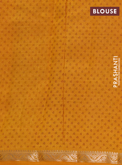 Semi Raw Silk Saree dark mustard with allover geometric butta prints and zari woven border