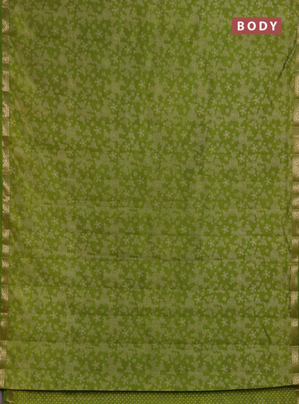 Semi Raw Silk Saree light green with allover geometric butta prints and zari woven border
