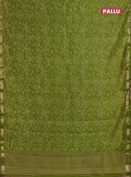 Semi Raw Silk Saree light green with allover geometric butta prints and zari woven border
