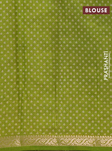 Semi Raw Silk Saree light green with allover geometric butta prints and zari woven border