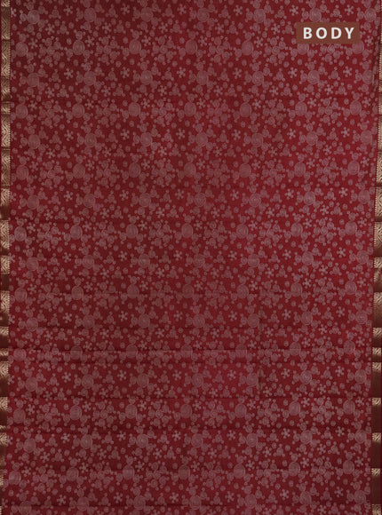 Semi Raw Silk Saree dark pink with allover geometric butta prints and zari woven border