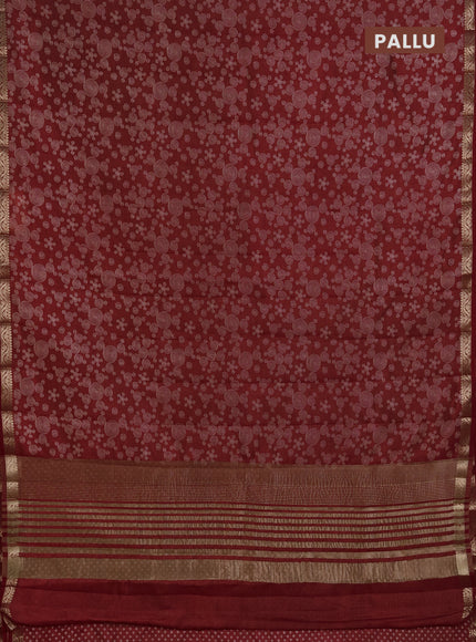 Semi Raw Silk Saree dark pink with allover geometric butta prints and zari woven border