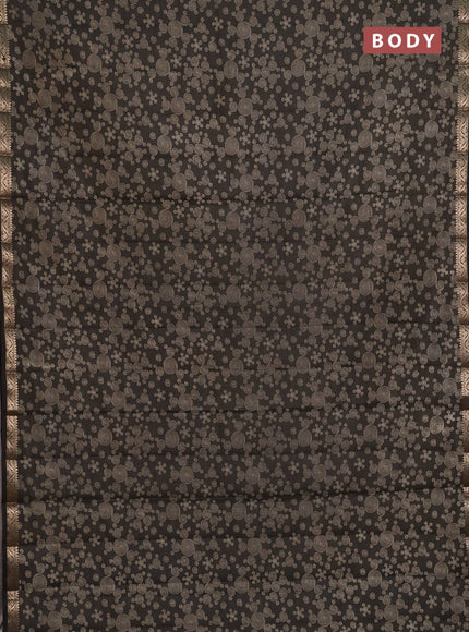 Semi Raw Silk Saree black with allover geometric butta prints and zari woven border