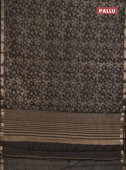 Semi Raw Silk Saree black with allover geometric butta prints and zari woven border