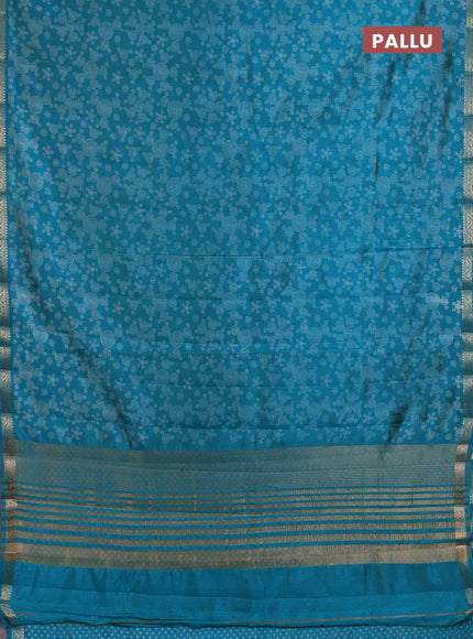 Semi Raw Silk Saree teal green with allover geometric butta prints and zari woven border