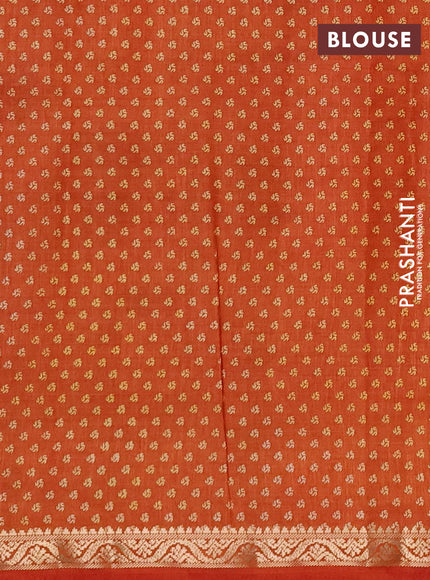 Semi Raw Silk Saree rustic orange with allover geometric butta prints and zari woven border