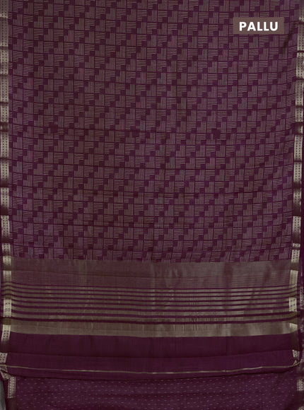Semi Raw Silk Saree purple with allover geometric butta prints and zari woven border
