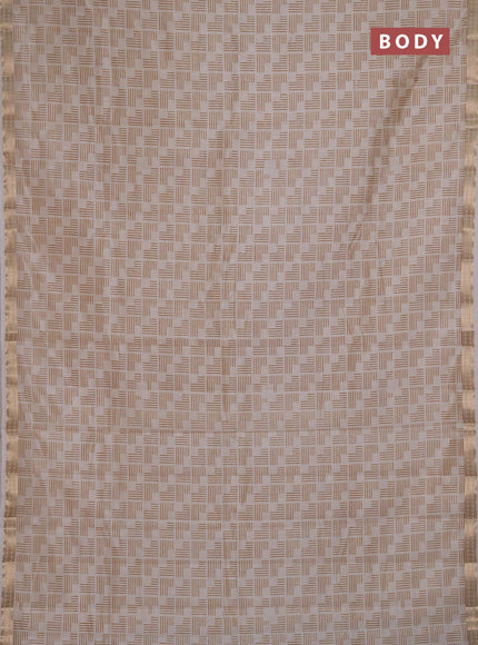 Semi Raw Silk Saree cream with allover geometric butta prints and zari woven border