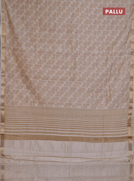 Semi Raw Silk Saree cream with allover geometric butta prints and zari woven border