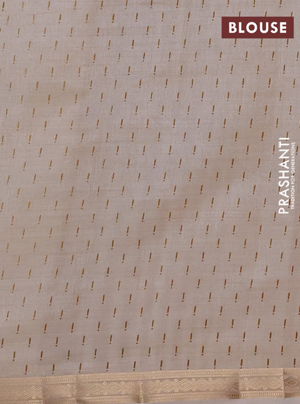 Semi Raw Silk Saree cream with allover geometric butta prints and zari woven border