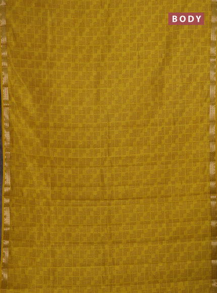 Semi Raw Silk Saree mustard yellow with allover geometric butta prints and zari woven border