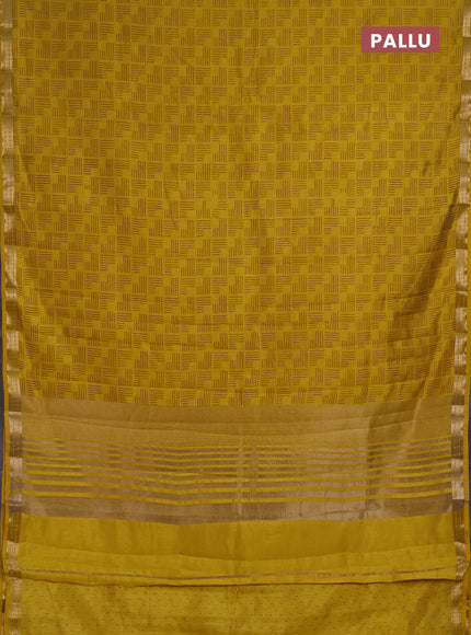 Semi Raw Silk Saree mustard yellow with allover geometric butta prints and zari woven border