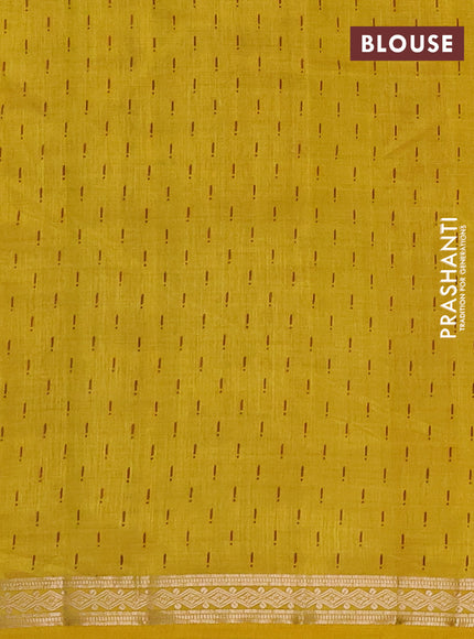 Semi Raw Silk Saree mustard yellow with allover geometric butta prints and zari woven border