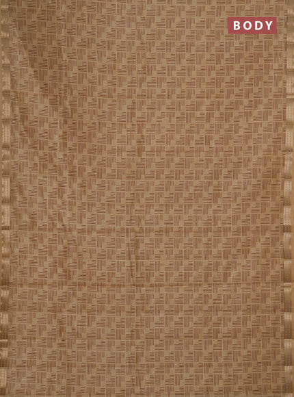 Semi Raw Silk Saree sandal with allover geometric prints and zari woven border