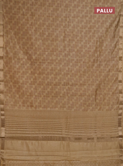Semi Raw Silk Saree sandal with allover geometric prints and zari woven border