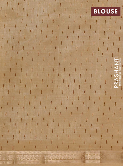 Semi Raw Silk Saree sandal with allover geometric prints and zari woven border