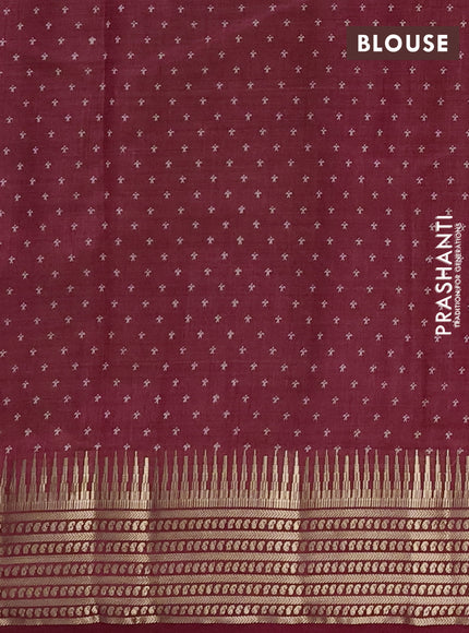 Semi Raw Silk Saree maroon with allover zig zag prints and zari woven border
