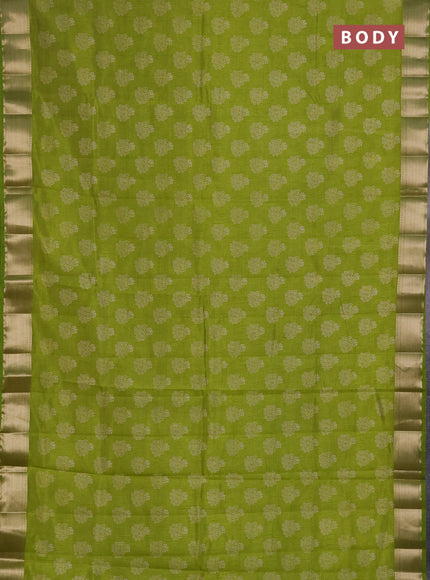 Semi Raw Silk Saree light green with allover butta prints and zari woven border